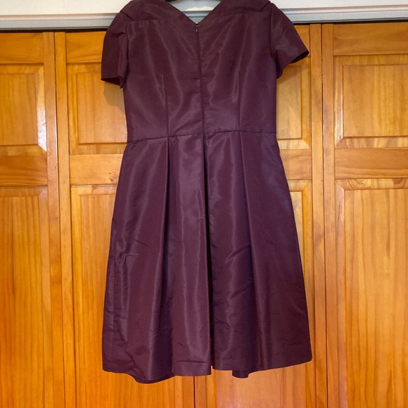 Prada Taffeta Pleated Short Sleeve Formal Plum Color Dress Size 46 Made in Italy - Picture 3 of 16